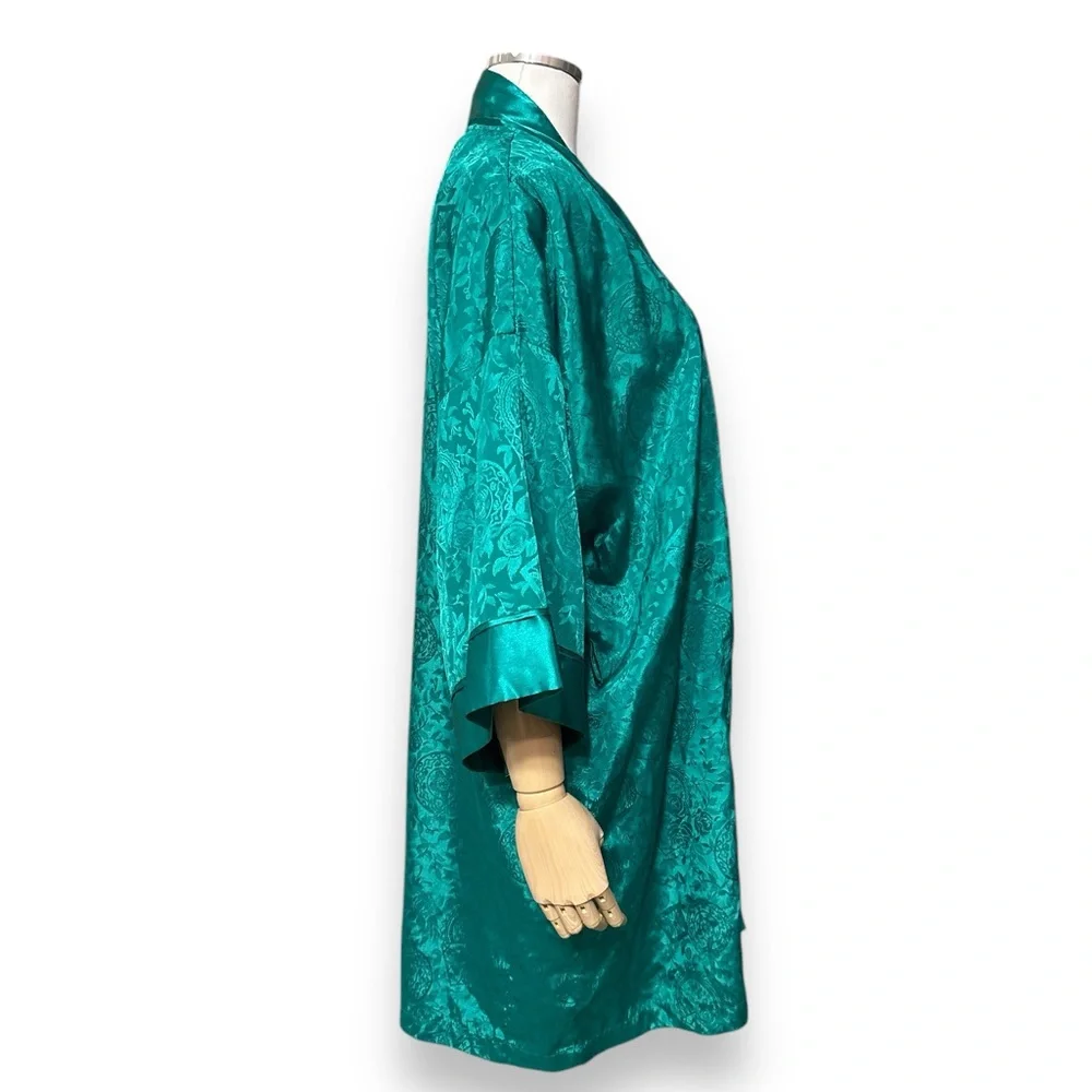 VICTORIA’S SECRET Emerald Green Silky Jacquard Robe GOLD LABEL VINTAGE